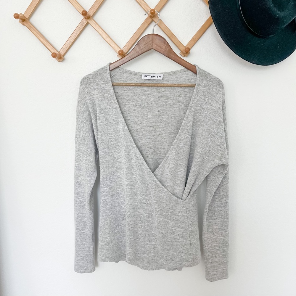 Kittenish Jessie James Decker Long Sleeve Faux Wrap Style Top